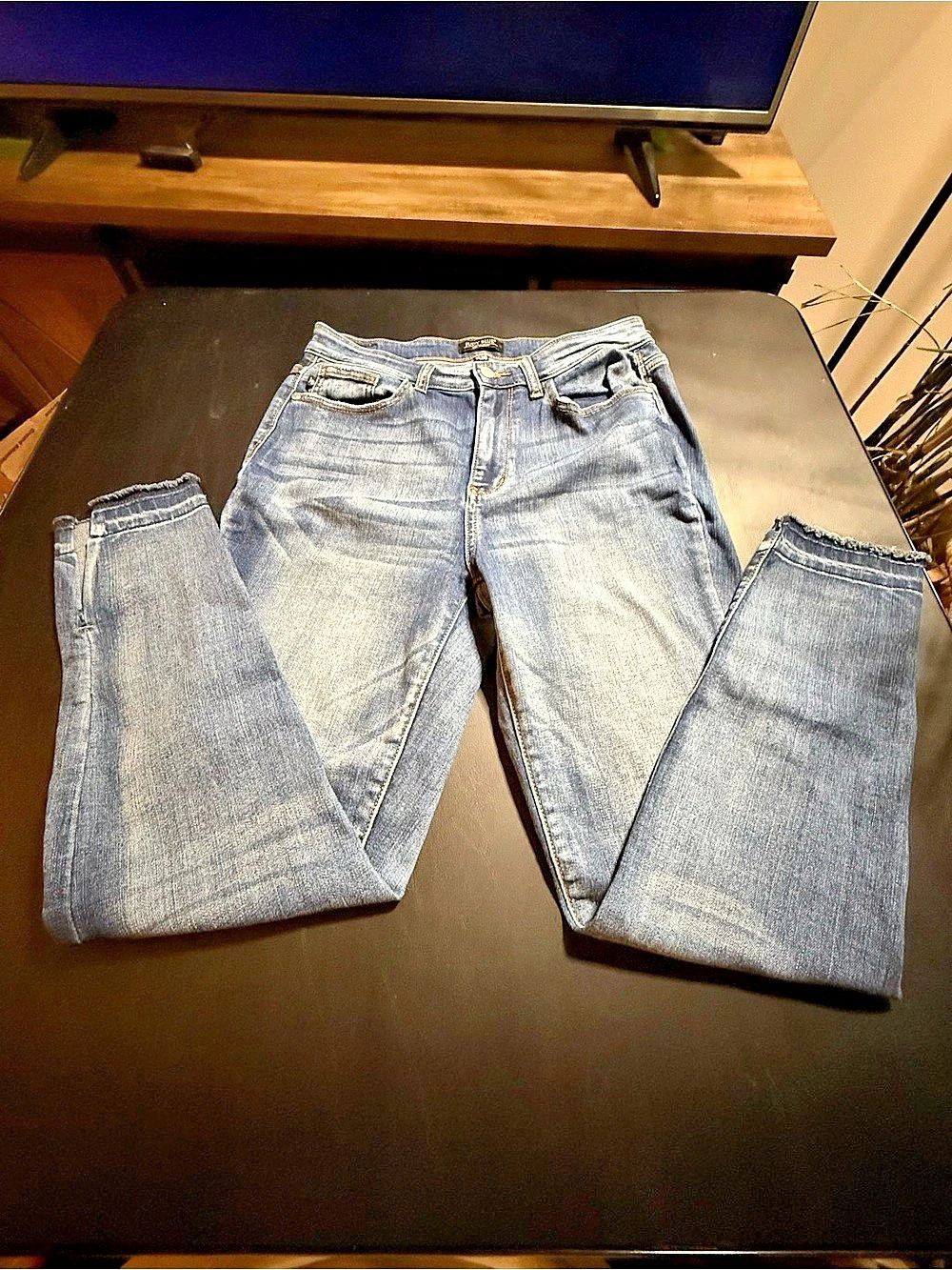 Judy Blue High Rise Skinny Jeans Ankle Slit Released Raw Hem Size 11/30